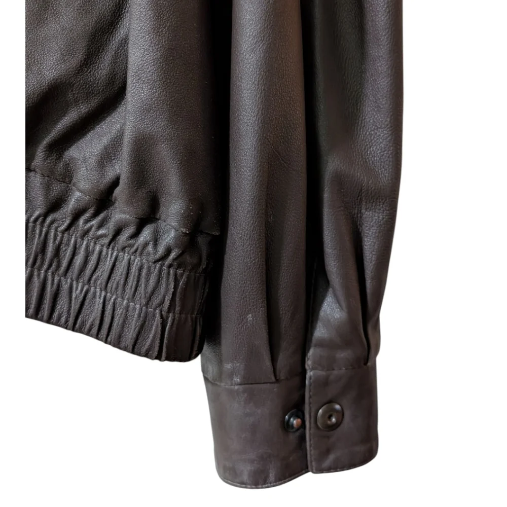 Vintage Remy Dark Brown Leather Bomber Jacket - Men's Size 44 (L) - Made in USA - Picture 5 of 9